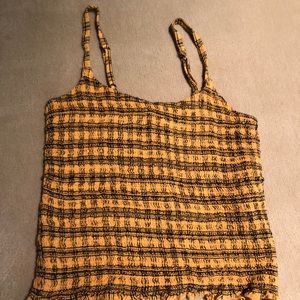 Yellow and Black Plaid Hollister Tank Top